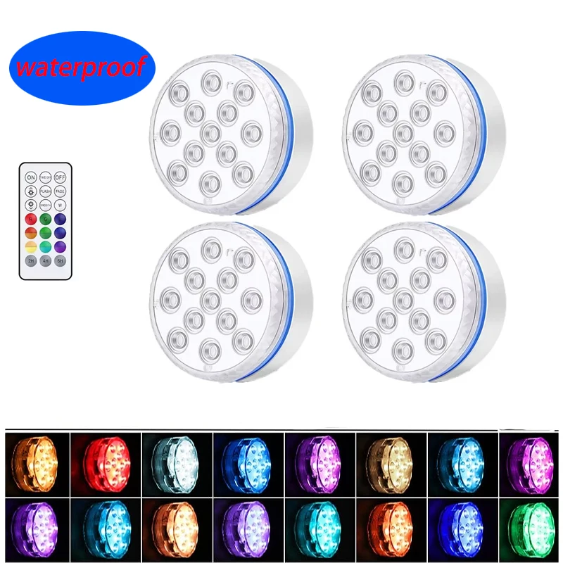 Aquarium Marineland - ไฟสระว่ายน้ํา 13LED รีโมทคอนโทรล RGB ดําน้ําปลาใต้น้ําโคมไฟเรือ/รถโคมไฟตกแต่งสําหรับแจกัน Aquarium