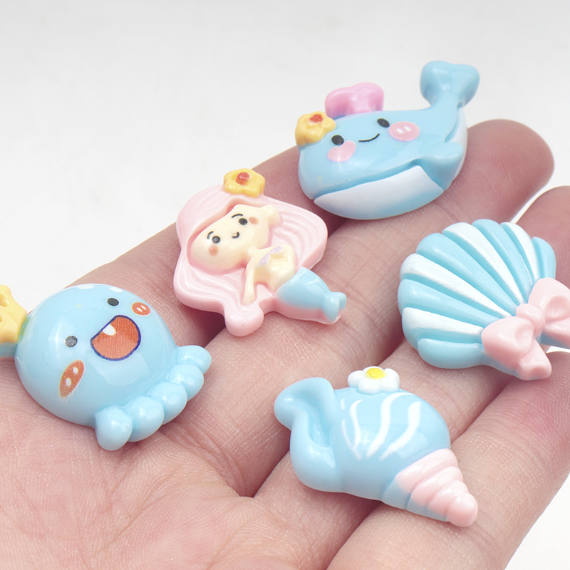 เรซิ่นรูปทรงแบนสีฟ้า น่ารัก 10 - Marine Aquarium Decorations บทวิจารณ์และราคา