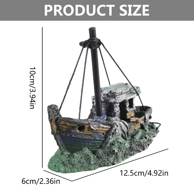 Aquarium Sunken เรือตกแต่งเรซิ - Aquarium Marineland บทวิจารณ์และราคา