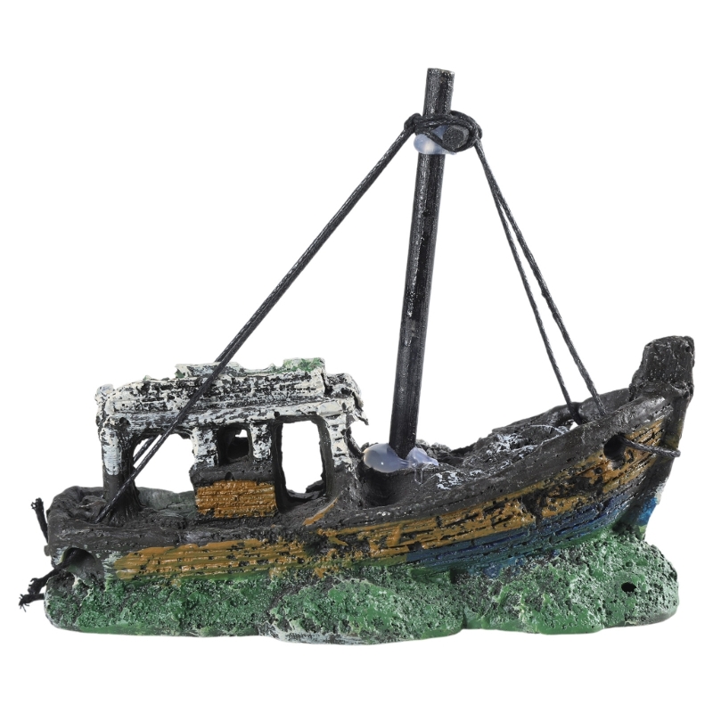 Aquarium Sunken เรือตกแต่งเรซิ - Aquarium Marineland บทวิจารณ์และราคา