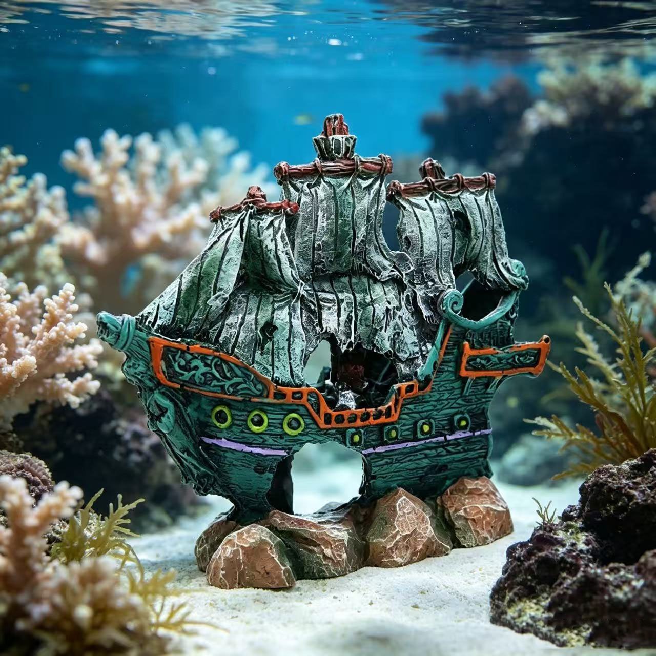 ของตกแต่งตู้ปลา รูปเรือใบ เรือ - Aquarium Marineland บทวิจารณ์และราคา