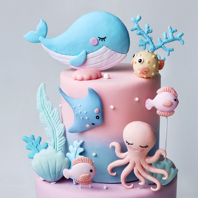 ชุดตกแต่งเค้กธีมมหาสมุทร ปลาหม - Marine Aquarium Decorations บทวิจารณ์และราคา